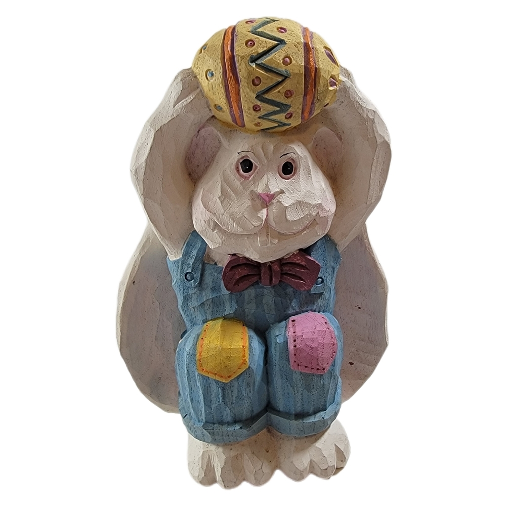 Easter Bunny Figurine with Colorful Egg - Picture 1 of 6
